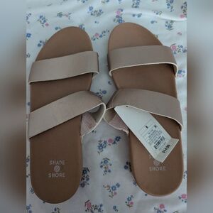 Shade & Shore Cream Slide Sandals